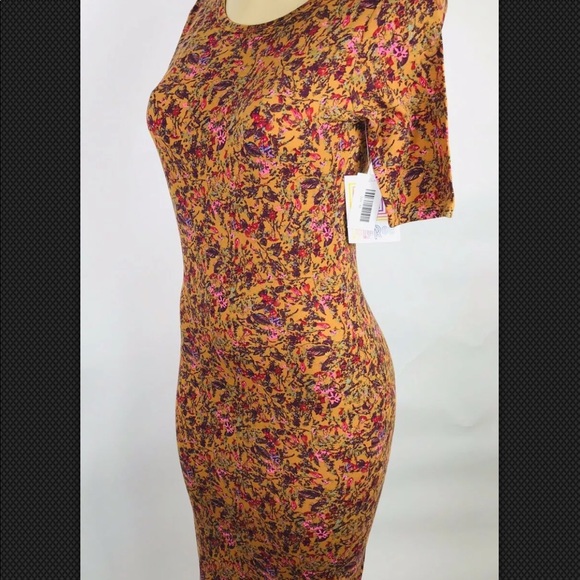 Lularoe Julia Dress sz xs Bodycon Floral Knit - Picture 4 of 6